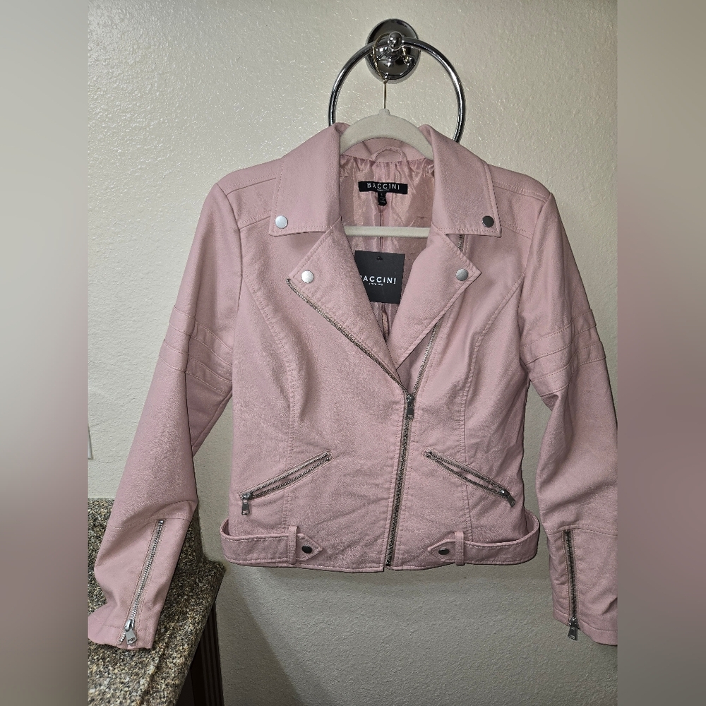 NWT Pink Faux Leather Jacket Small